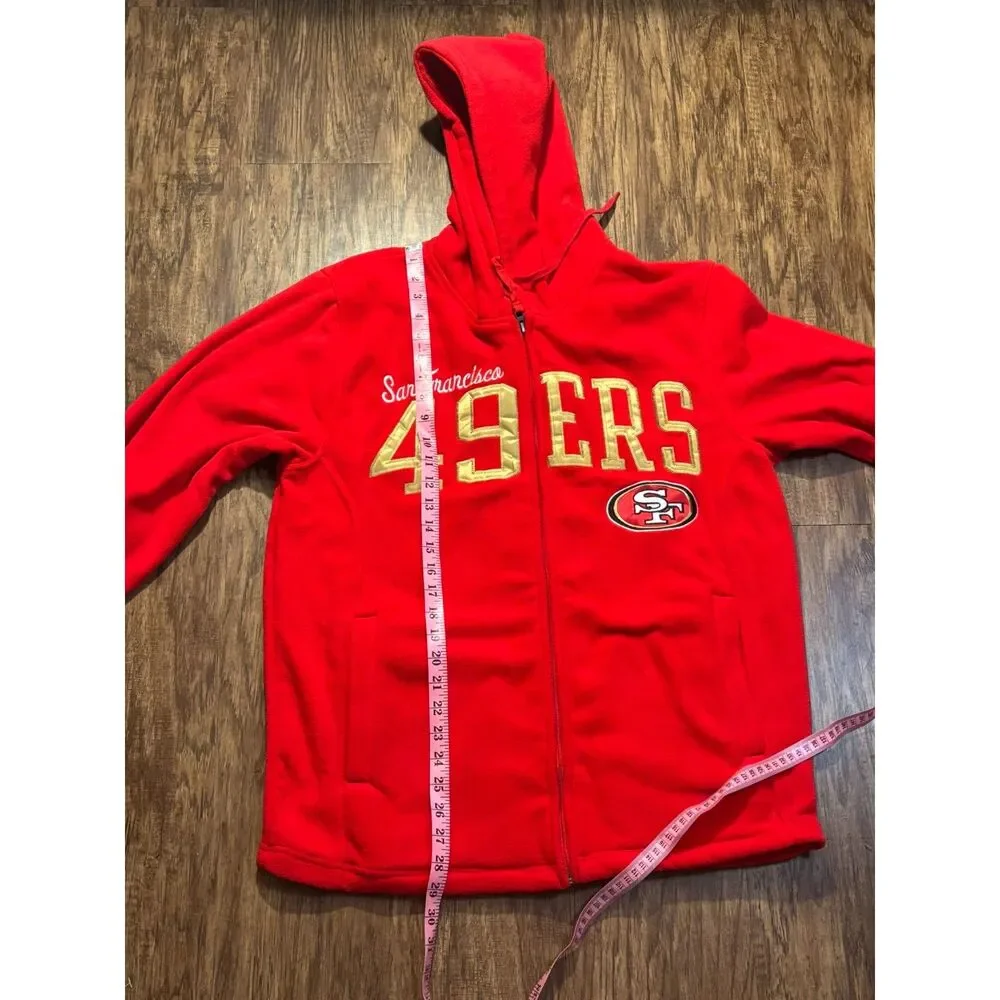 NFL San Francisco 49ers full zip fleece hoodie jacket‎ mens SF Red sz M football